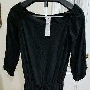 Ann Taylor Black Off Shoulder Long Sleeve Dress